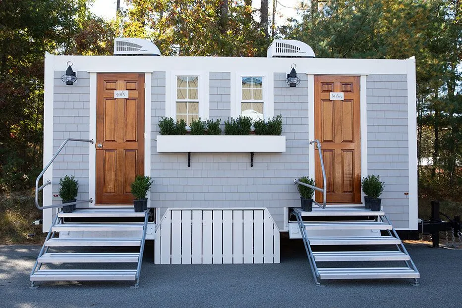 Wedding restroom units discretely staged at a venue in North Myrtle Beach, South Carolina